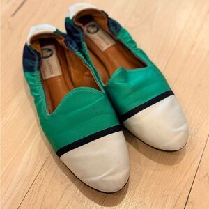 Lanvin Green and White Ballet Flats